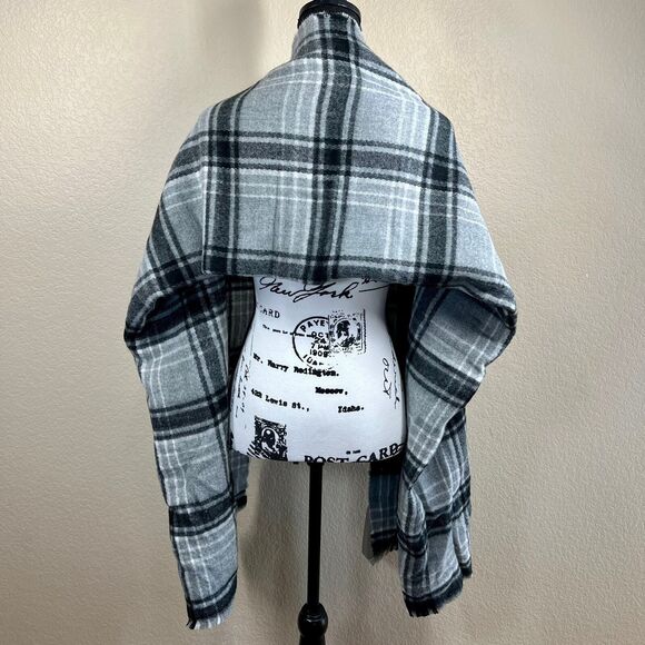 Zara Black Plaid Long Scarf Shawl Super Soft Long Thin Scarf Preppy baddie work - Picture 3 of 12